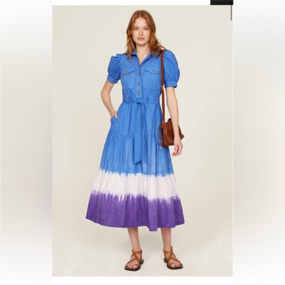 Derek Lam Blue Dip Dye Midi Dress, Size: IT 38